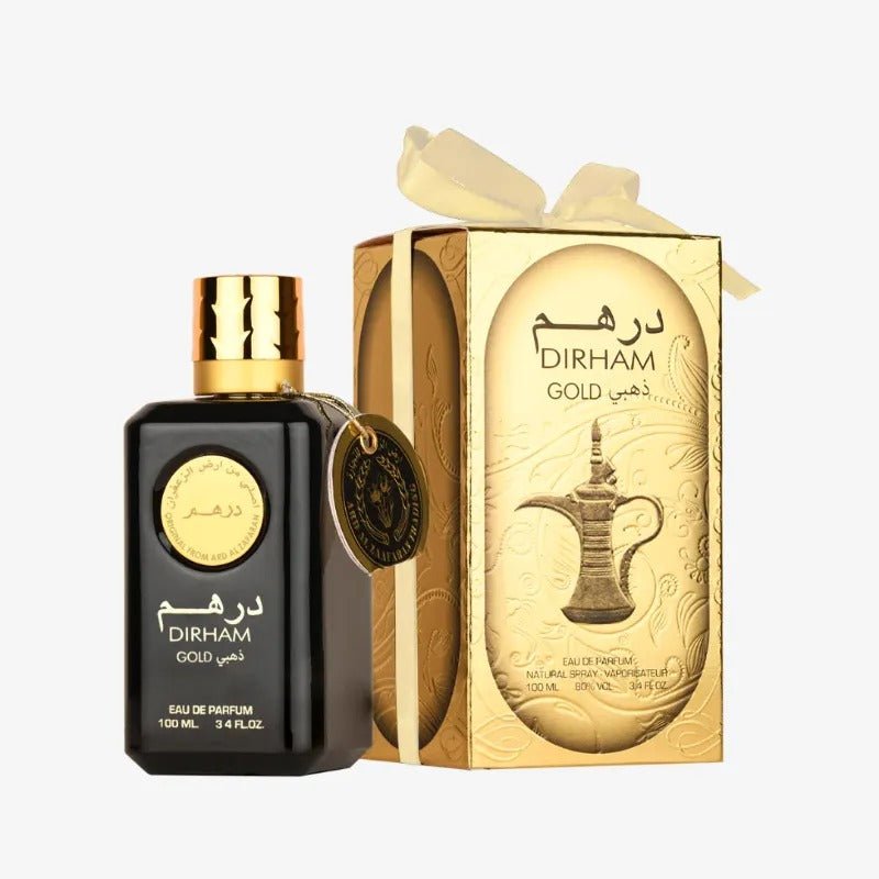 Dirham Gold Eau De Parfum side view of bottle