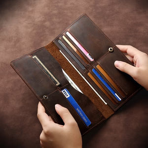 Leather card holder wallet close-up texture