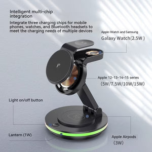 Magnetic folding charger bracket desk setup