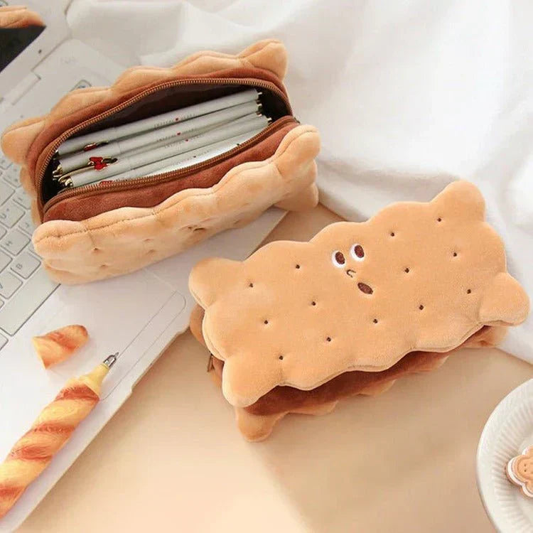 Sandwich biscuit plush pencil bag for kids