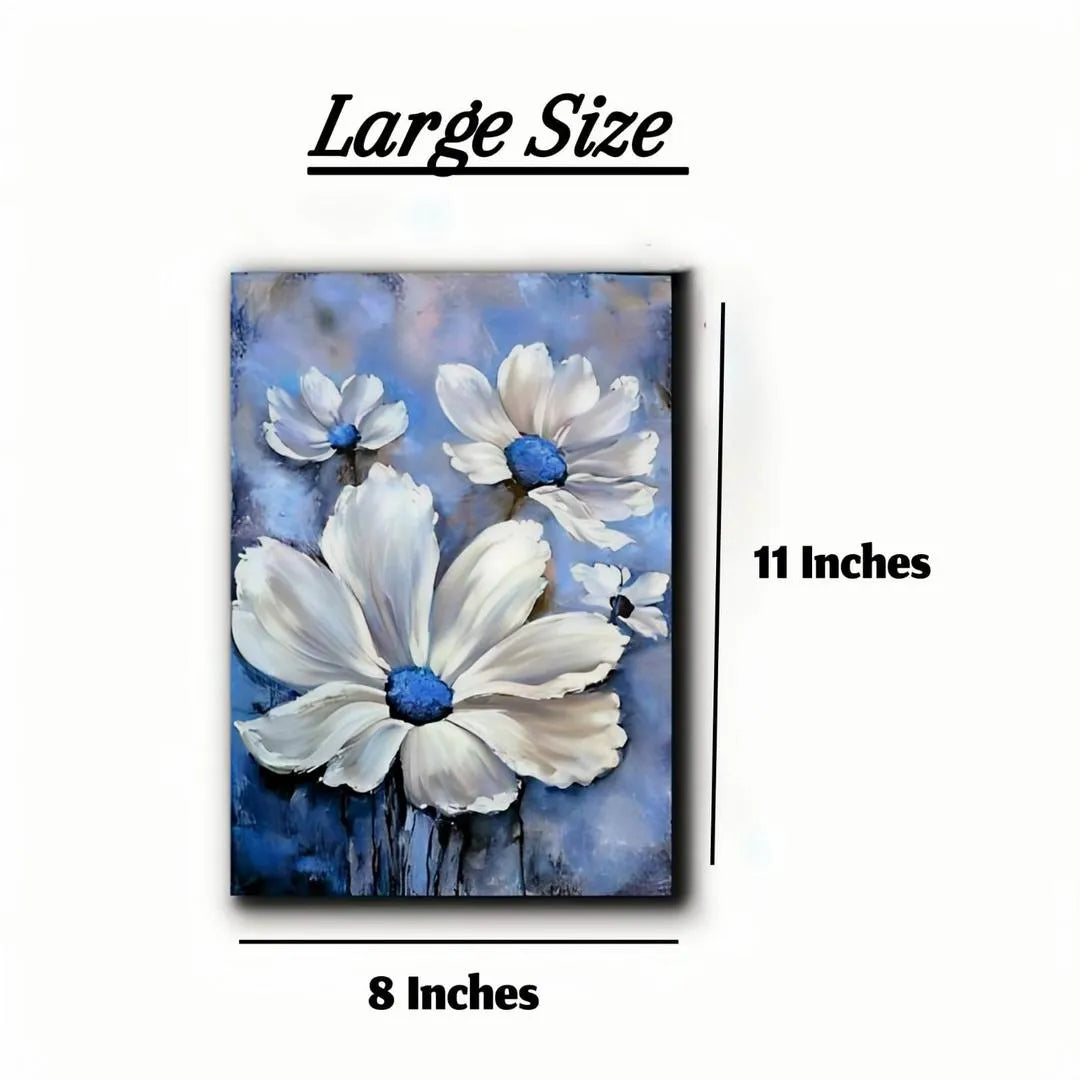 Set of 5 Blue Floral Wall Art Frames for Home Decor