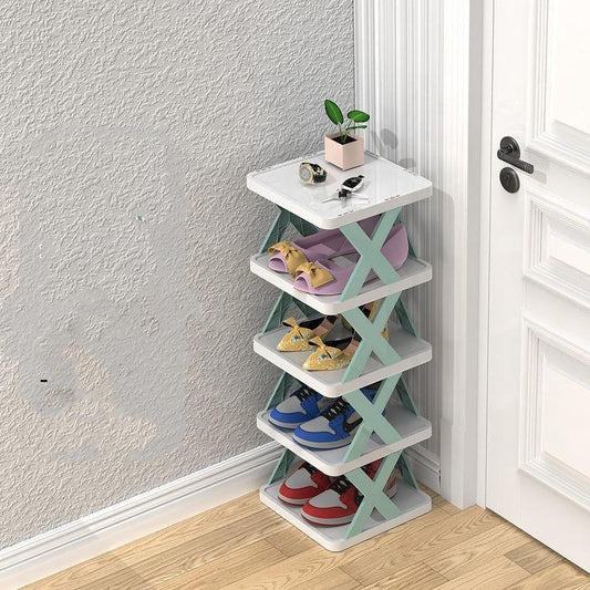 X-shaped foldable shoe rack entryway organizer