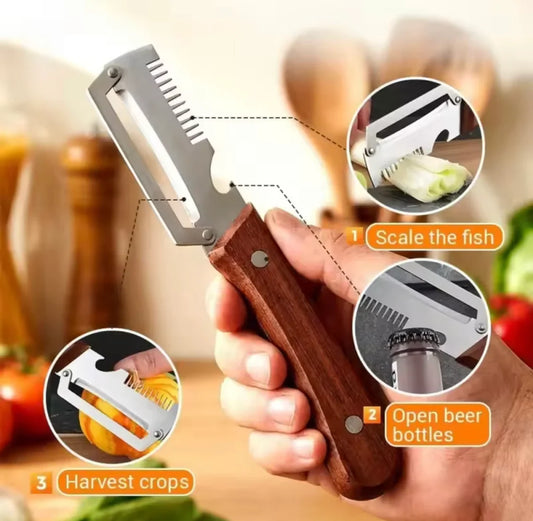 3-in-1 Stainless Steel Peeler Knife big size front view