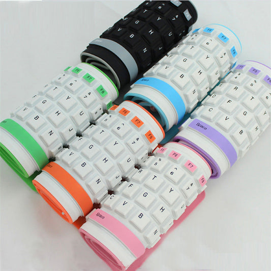 Silica gel foldable curved keyboard black waterproof