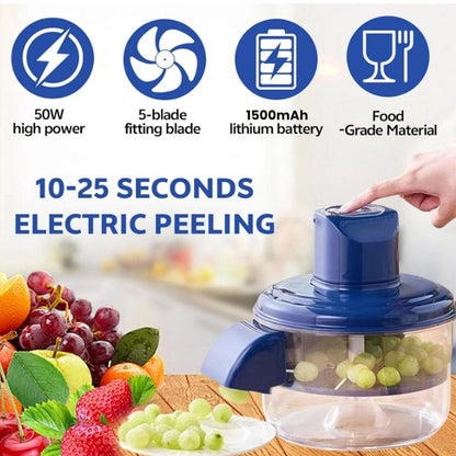 Electric kitchen peeler peeling potato