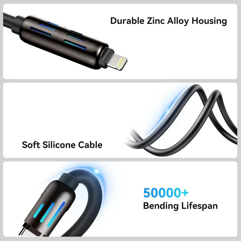 Travel charging cable compact tangle-resistant
