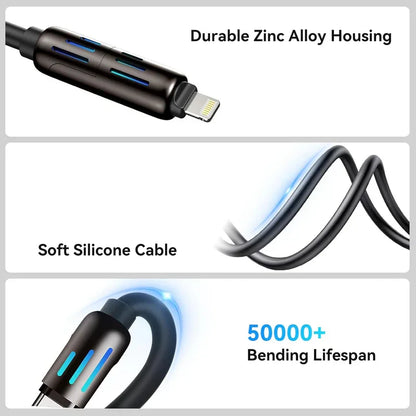 Travel charging cable compact tangle-resistant