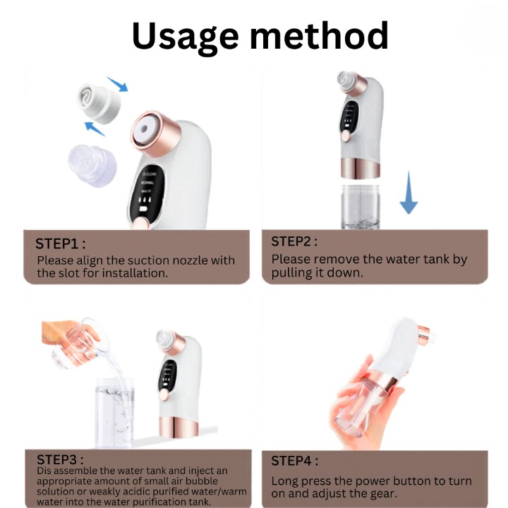 O-Clean micro-bubble pore cleansing device with interchangeable suction heads