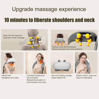 Neck shoulder massager kneading tapping function