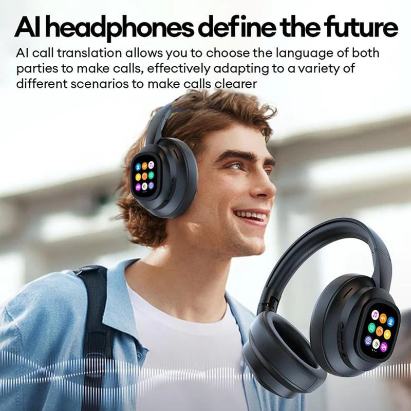Modio WB-02 headphones showing integrated touchscreen earcup control
