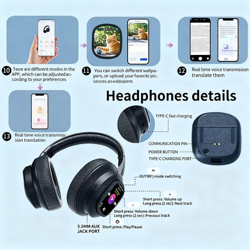 Modio WB-02 headphones folded for portability