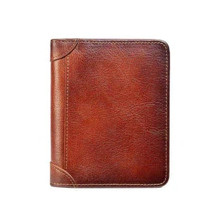 Leather men's wallet in gray color