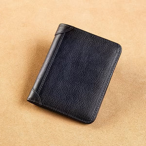 Leather men's wallet in blue color