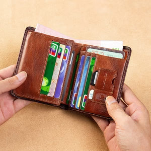 All-in-one leather wallet cash compartment