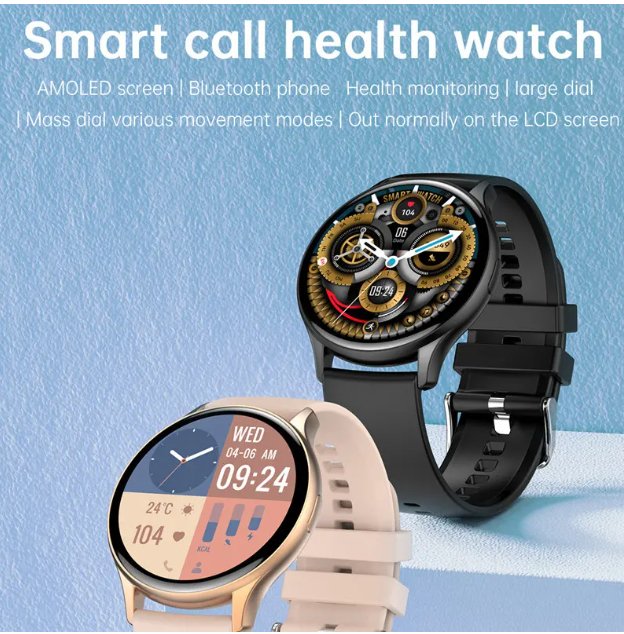 AMOLED smart watch fitness tracker on wrist