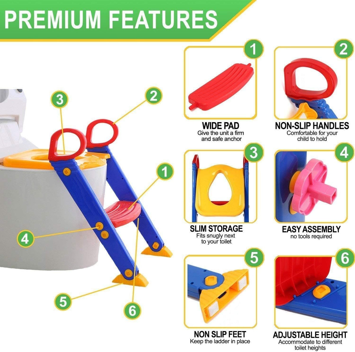 Non-slip step ladder for toilet training