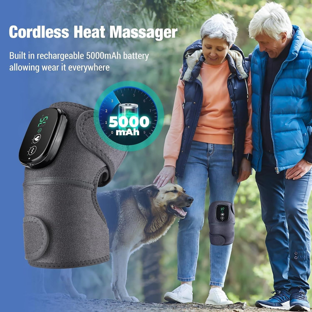 Heated knee massager wrap for pain relief