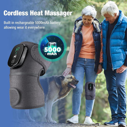 Heated knee massager wrap for pain relief