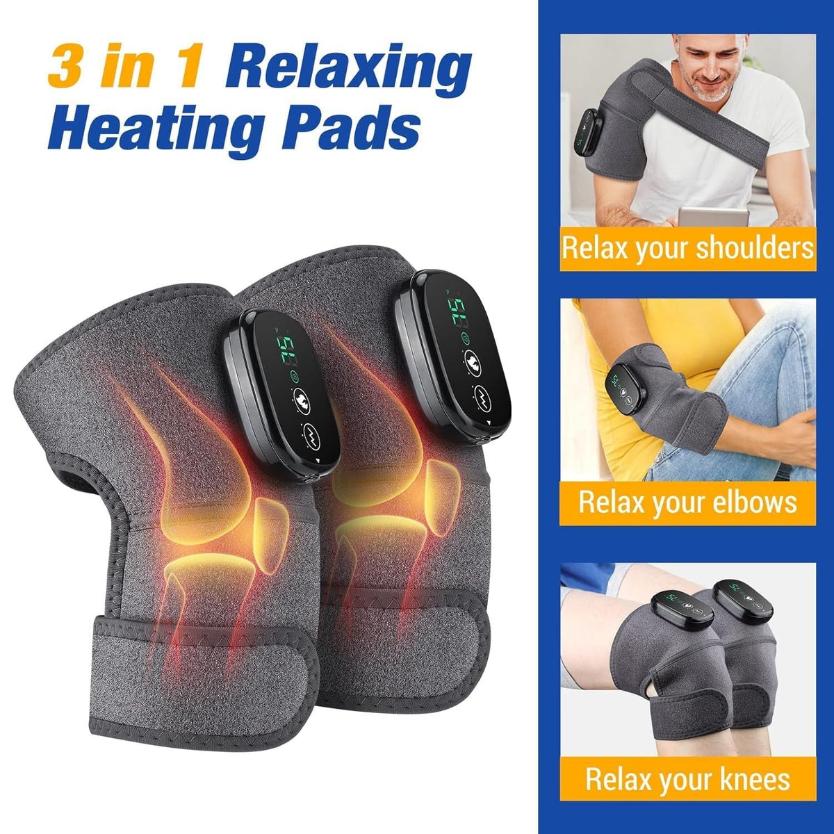 Knee massager wrap controls and settings