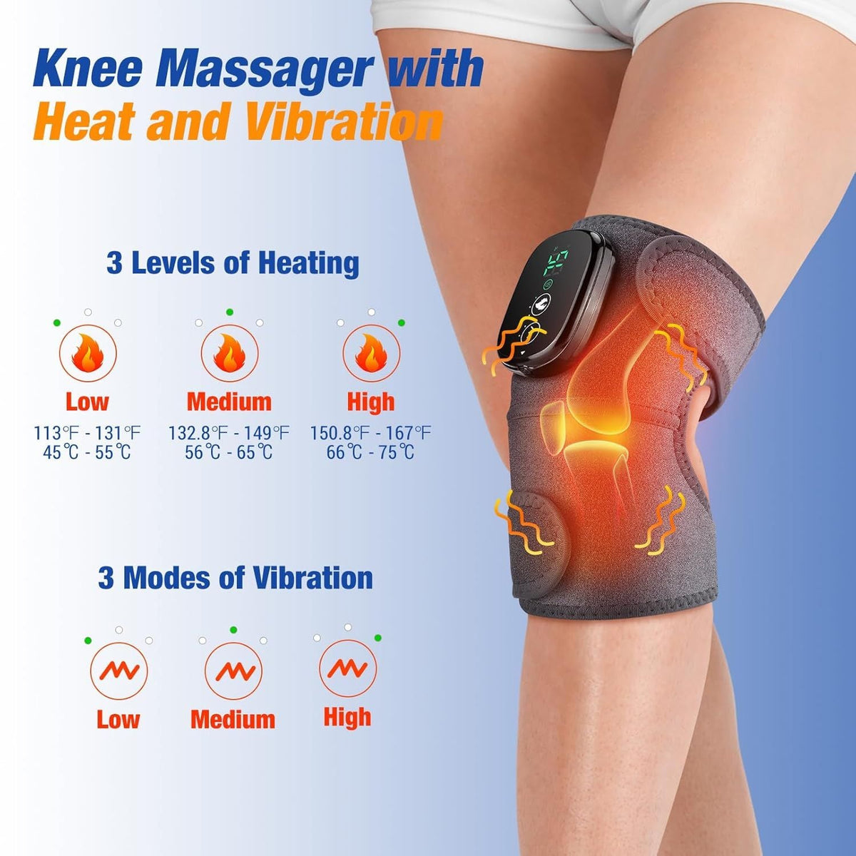 3-in-1 heated knee massager wrap joint support