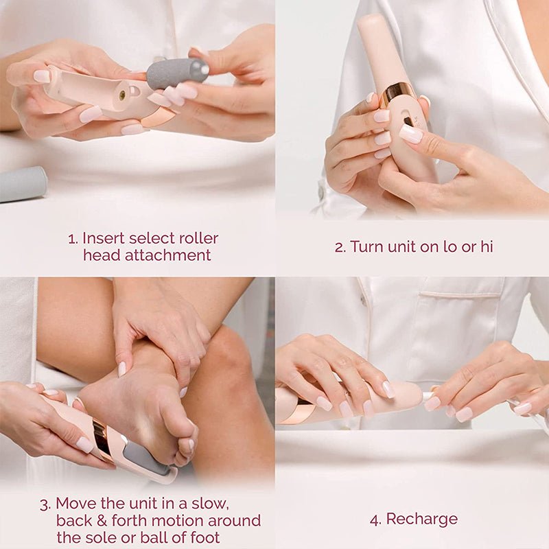 Electric callus remover foot file packaging and included accessories