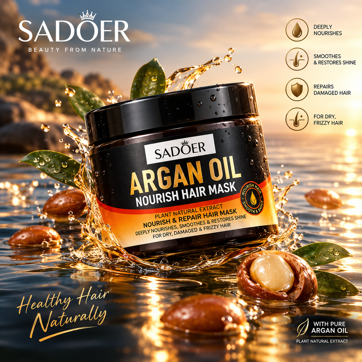SADOER Argan Oil Nourish Hair Mask jar - front view