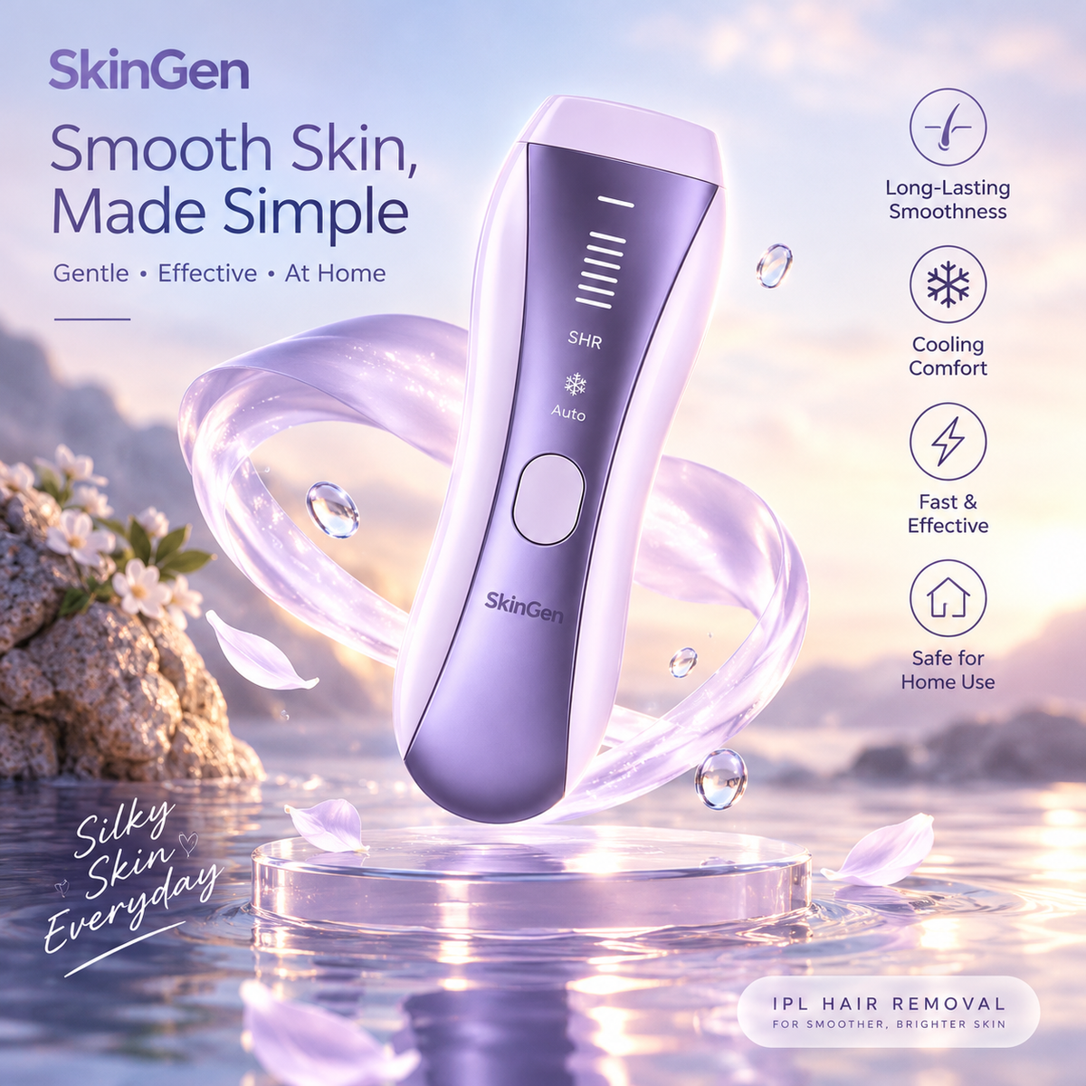 SkinGen FastFlash Smart IPL 2.0 handheld IPL hair removal device - main view