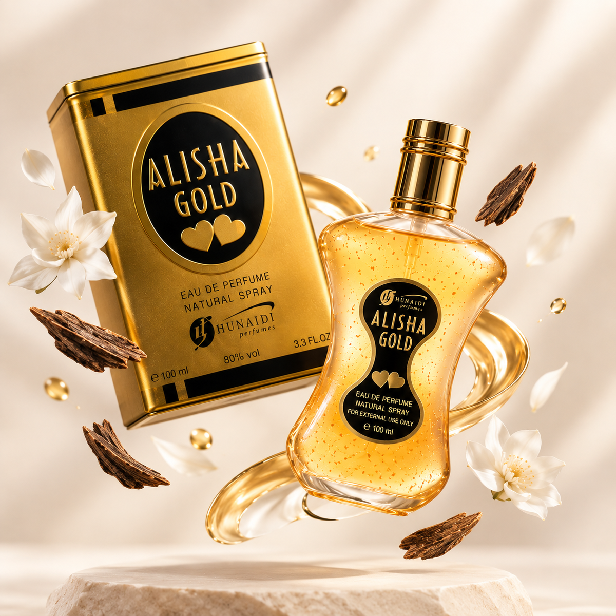 Hunaidi Alisha Gold Eau De Parfum back label details