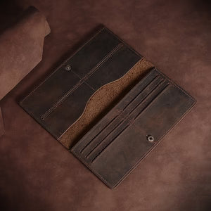 Long leather wallet hand-held design