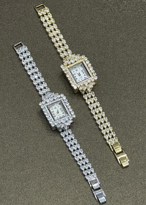 Women's crystal bracelet watch square case