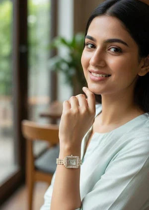Crystal halo watch elegant design for women