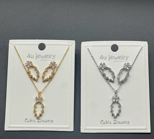 Leaf Bloom jewelry set worn close-up