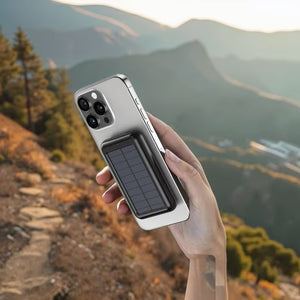 Solar power bank charging device outdoors