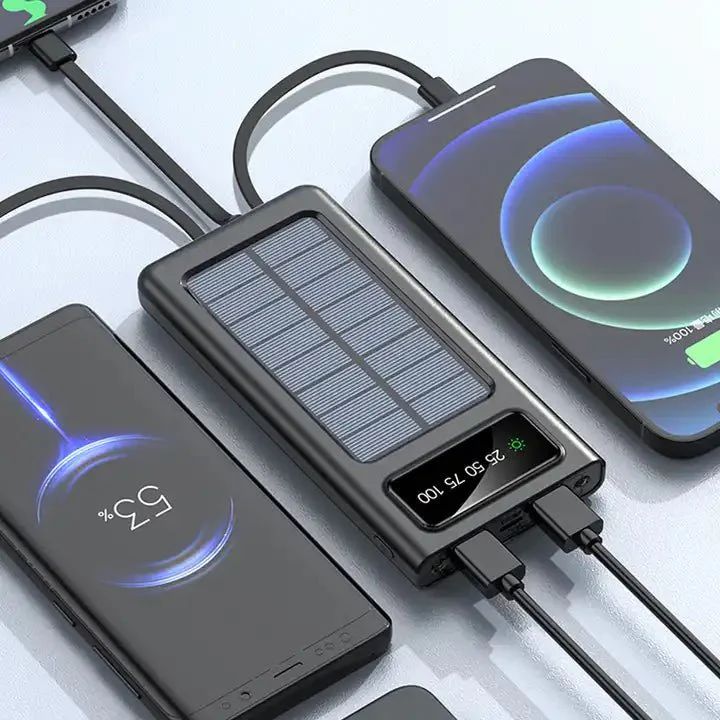 Solar power bank charging multiple devices