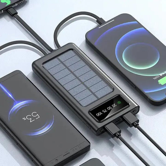 Solar power bank 20000mAh with built-in cable