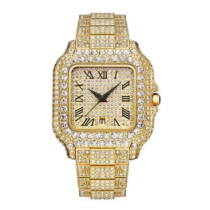 Streetwear diamond watch worn on wrist