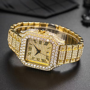 Hip hop wrist watch diamond detailing close-up