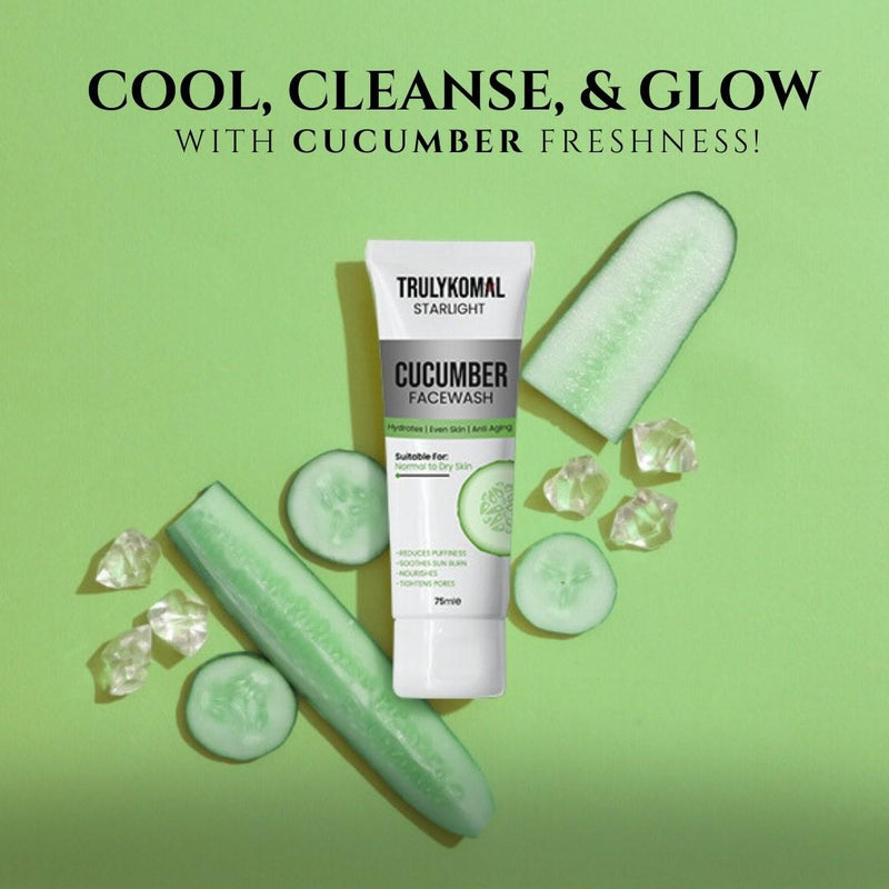 Truly Komal Starlight Cucumber Face Wash – Hydrating &amp; Soothing Cleanser (75ml)