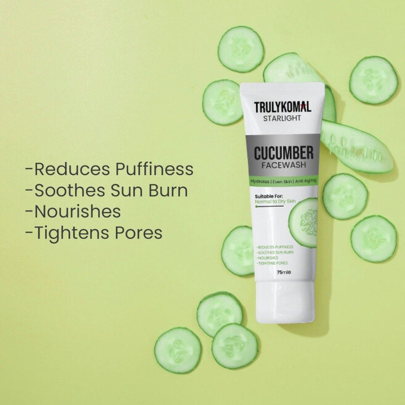 Truly Komal Starlight Cucumber Face Wash – Hydrating &amp; Soothing Cleanser (75ml)